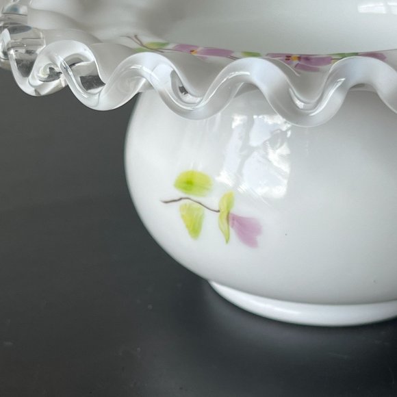 Fenton Silver Crest Violets-in-the-Snow Basket // Signed Dane F. // Easter Decor - Picture 8 of 8